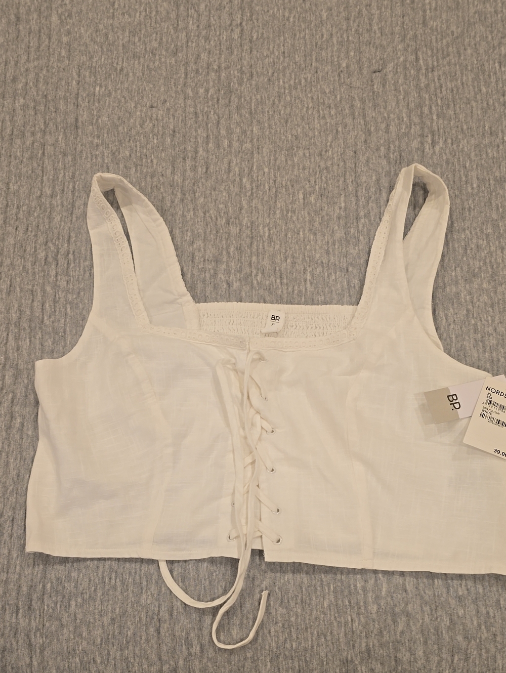 bp White Lace-Up Cropped Tank